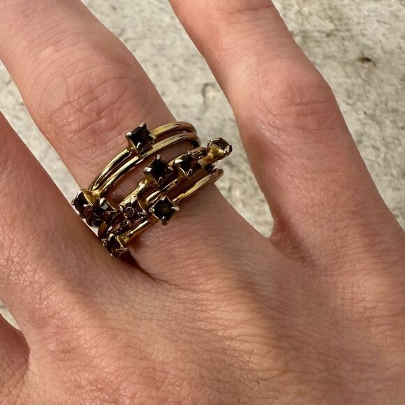 Vintage Multiband 1960s Rhinestone Ring Size 5.75 - Picture 1 of 9